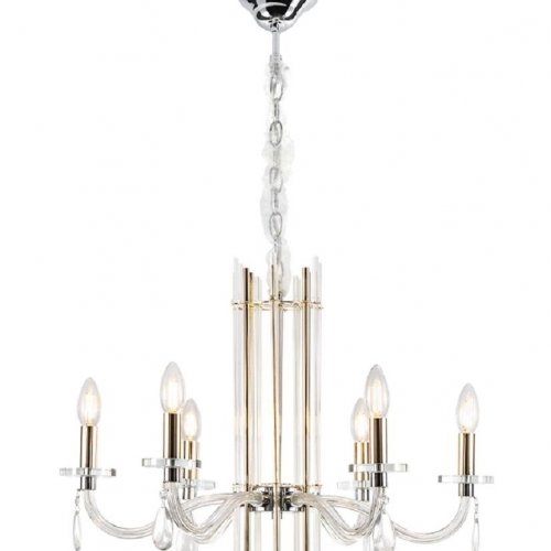 Подвесная люстра Crystal Lux AURELIO SP6 GOLD+CHROME/TRANSPARENT