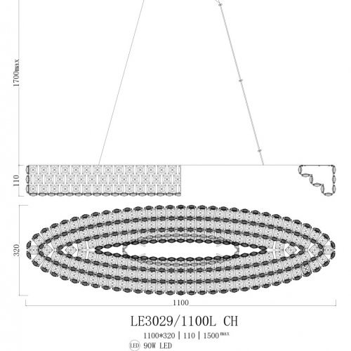 Подвесная люстра Amelie LE3029/1100L CH