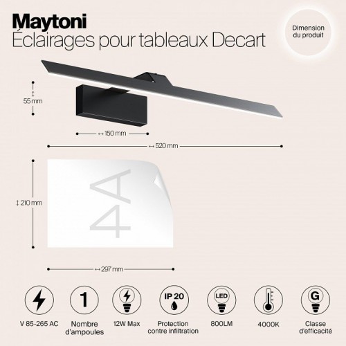 Подсветка для зеркала Maytoni Decart MIR010WL-L12B4K Подсветка для зеркала Maytoni Decart MIR010WL-L12B4K