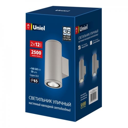 Архитектурная подсветка Uniel ULU-S22D-2x12W/2700K IP65 LIGHT GREY