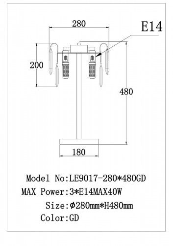 Настольная лампа Catherine LE9017/1T GD