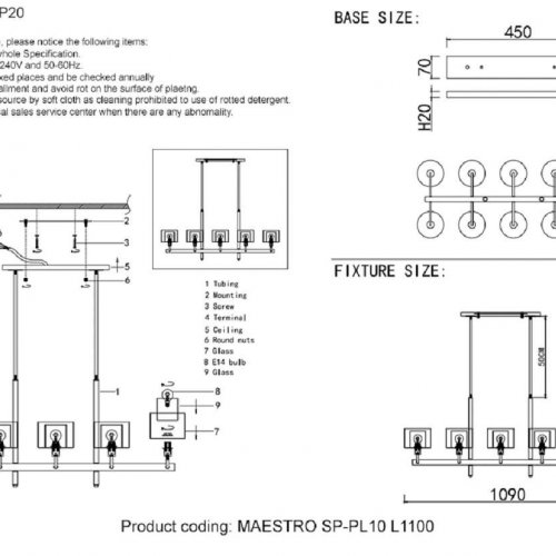 Подвесная люстра Crystal Lux Maestro SP-PL10 L1100 Chrome