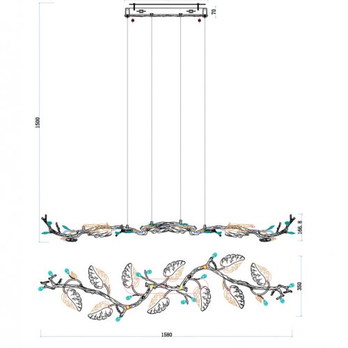 Подвесная люстра Olivia LE3037/1580L GD