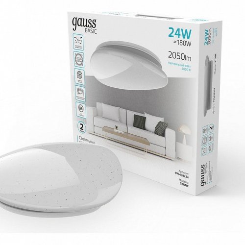 Потолочный светодиодный светильник Gauss Basic Space Stone 995438224 Потолочный светодиодный светильник Gauss Basic Space Stone 995438224