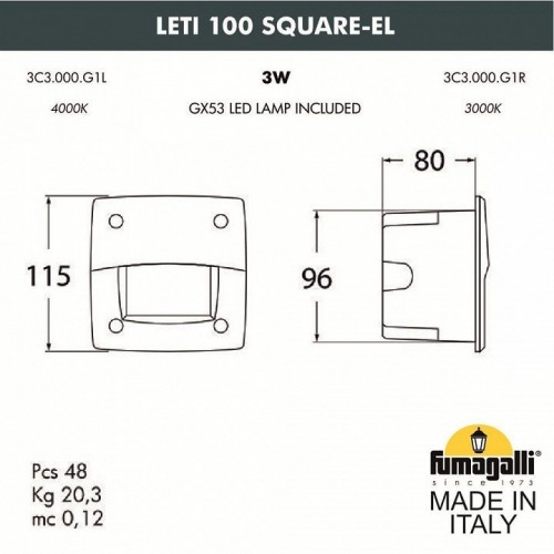 Уличный светодиодный светильник Fumagalli Leti 100 Square-EL 3C3.000.000.AYG1L Уличный светодиодный светильник Fumagalli Leti 100 Square-EL 3C3.000.000.AYG1L