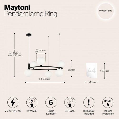 Подвесная люстра Maytoni Modern Mod013 MOD013PL-06B Подвесная люстра Maytoni Modern Mod013 MOD013PL-06B