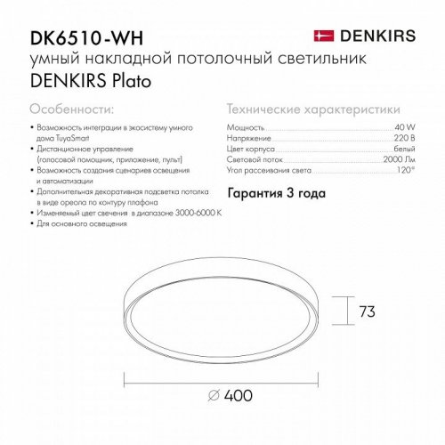 Накладной светодиодный светильник Denkirs DK6510-WH