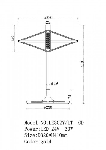 Настольная лампа Chantale LE3027/1T GD/PU