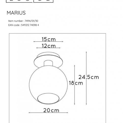 Потолочный светильник Lucide Marius 74114/01/30