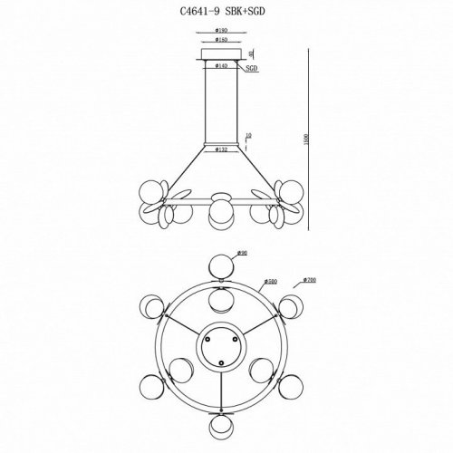 Подвесной светильник iLedex Savage C4641-9 MBK+SGD