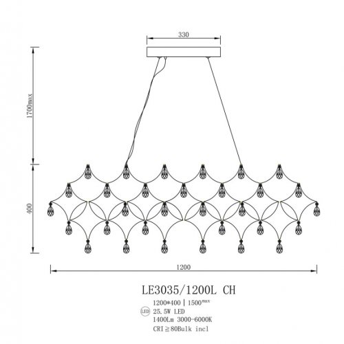 Подвесная люстра Thea LE3035/1200L CH