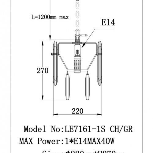 Подвесной светильник Jacqueline LE7161/1S CH/GR