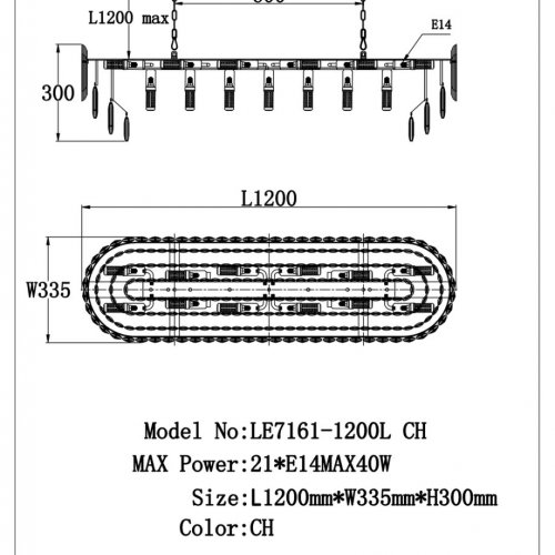 Подвесная люстра Jacqueline LE7161/1200L CH