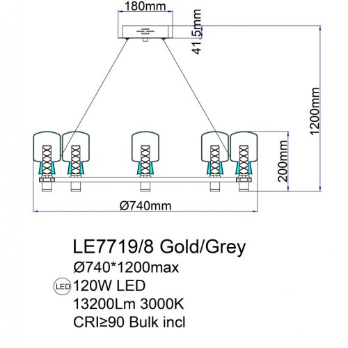 Подвесная люстра Marie LE7719/8 Nickel