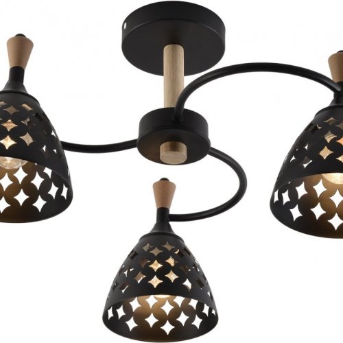 Потолочная люстра Reluce 01515-0.3-03 BK+WOOD Потолочная люстра Reluce 01515-0.3-03 BK+WOOD