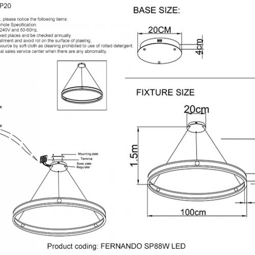 Подвесной светодиодный светильник Crystal Lux Fernando Sp88W Led Black/Gold