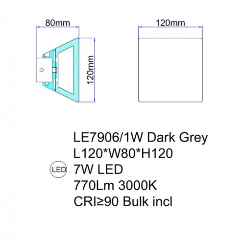 Бра Tina LE7906/1W Dark Grey