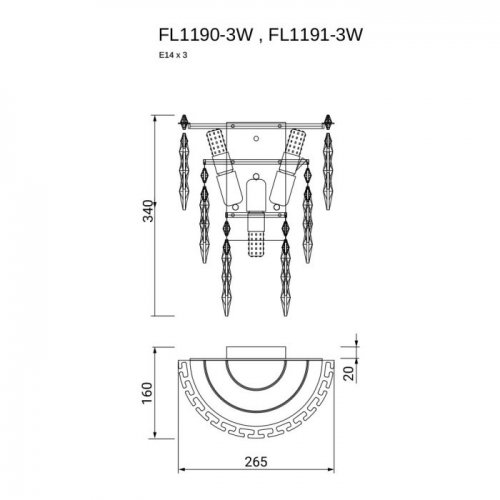 Бра Sovrana FL1190-3W Бра Sovrana FL1190-3W