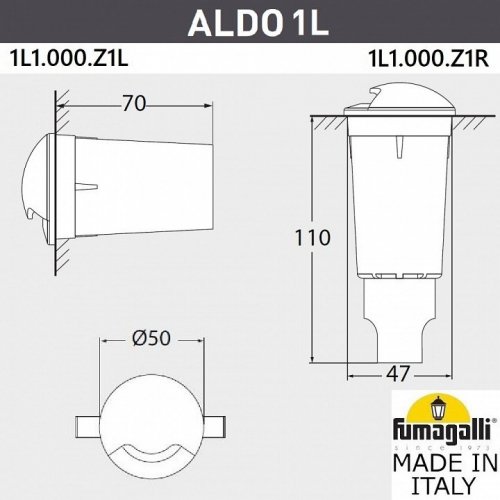 Встраиваемый светильник уличный Fumagalli Aldo 1L1.000.000.AXZ1L