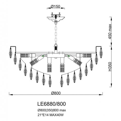 Подвесная люстра Melanie LE6880/800 GD