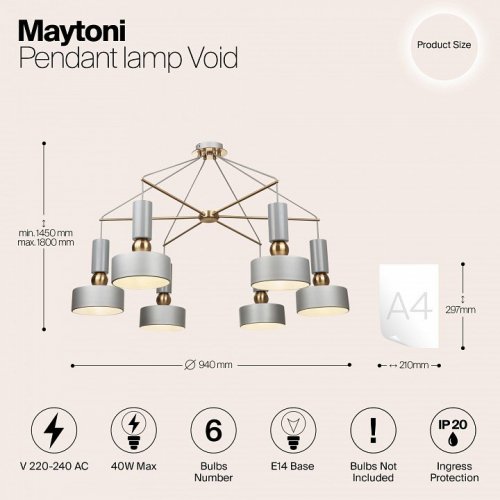 Потолочная люстра Maytoni Modern MOD030PL-06GR