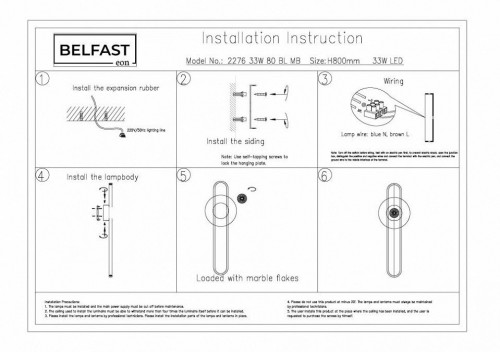 Настенный светильник Belfast Ravenhill 2276 33W 80 BL MB