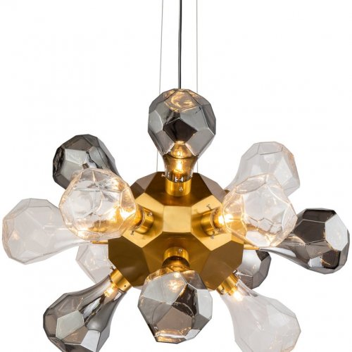 Подвесная люстра DeLight Collection KR1197 KR1197P-12 brass, smoky/clear