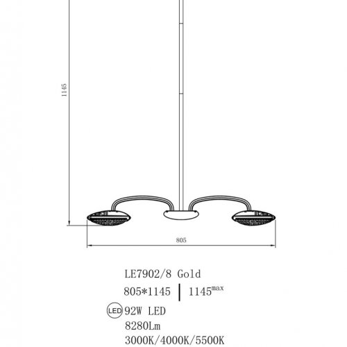 Подвесная люстра Stacy LE7902/8 Gold