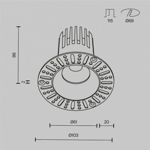 Встраиваемый светильник Maytoni Technical Dip DL121-15W-3K-TRS-W