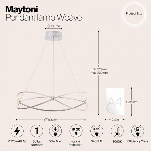 Подвесной светодиодный светильник Maytoni Weave MOD062PL-L56CH3K