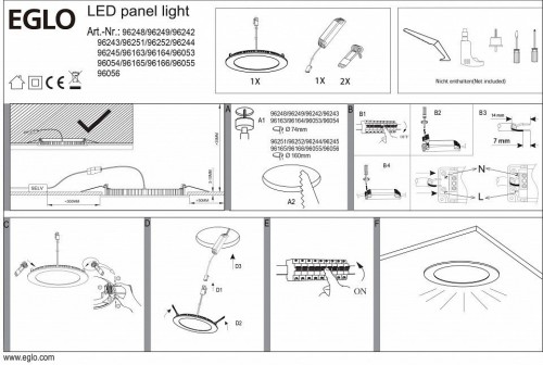 Встраиваемый светодиодный светильник Eglo Fueva 1 96055