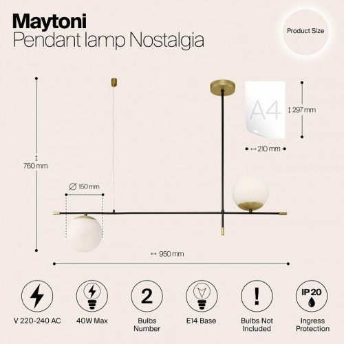 Подвесной светильник Maytoni Nostalgia MOD048PL-02G Подвесной светильник Maytoni Nostalgia MOD048PL-02G