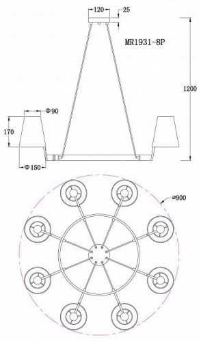 Подвесная люстра MyFar Aurora MR1931-8P Подвесная люстра MyFar Aurora MR1931-8P