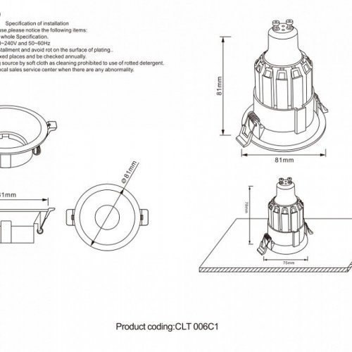 Встраиваемый светильник Crystal Lux CLT 006C1 WH