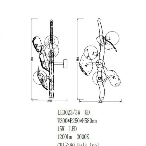 Бра Emilie LE3023/3W GD