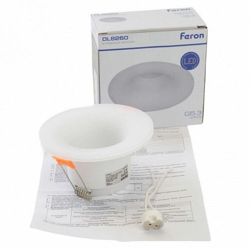 Светильник встраиваемый Feron DL8260 потолочный MR16 G5.3 прозрачный, белый 51149