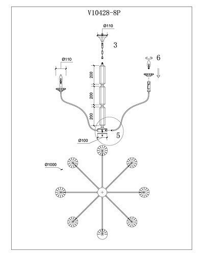 Подвесная люстра Moderli Catania V10428-8P