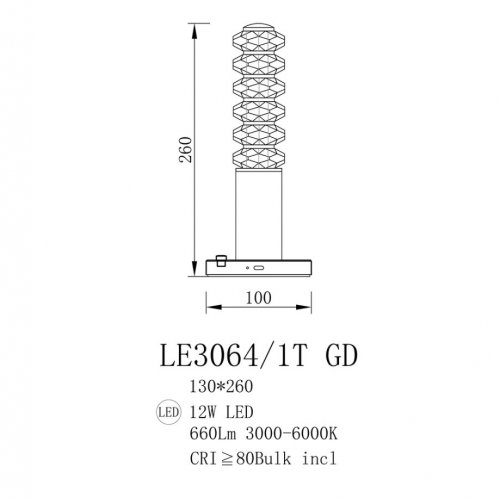 Настольная лампа Tesla LE3064/1T GD