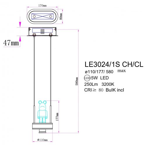 Подвесной светильник Joli LE3024/1S CH/CL