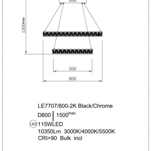 Подвесная люстра Aida LE7707/800-2K Black Chrome