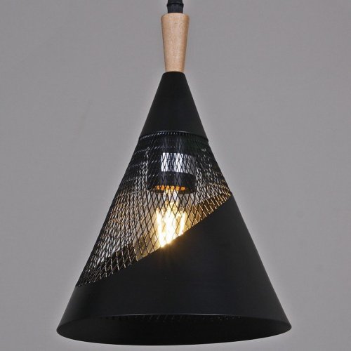 Подвесной светильник Reluce 03250-3.9-01 BK+WOOD Подвесной светильник Reluce 03250-3.9-01 BK+WOOD