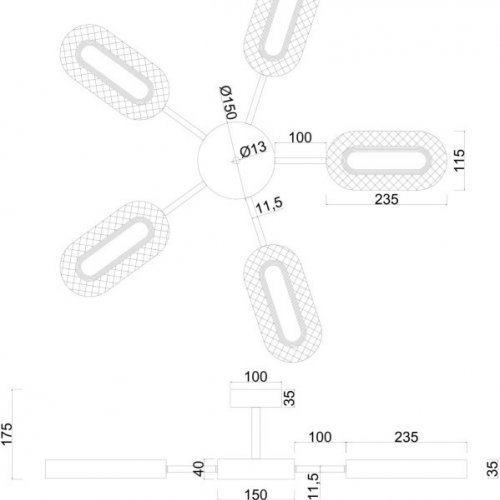 Потолочная люстра Arte Lamp Ovale A2489PL-5GO Потолочная люстра Arte Lamp Ovale A2489PL-5GO