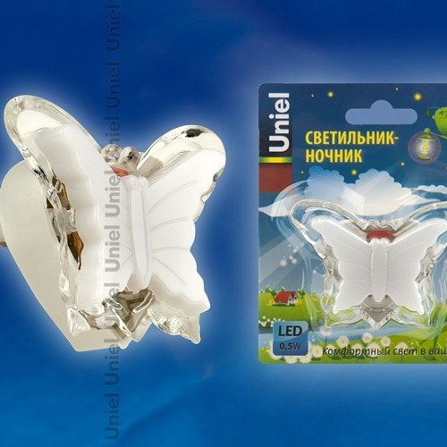 Настенный светодиодный светильник (10318) Uniel Детская серия DTL-308-Бабочка/RGB/3LED/0,5W