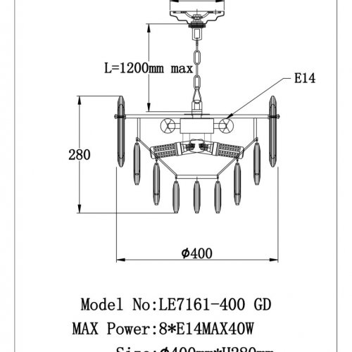 Подвесная люстра Jacqueline LE7161/400 GD