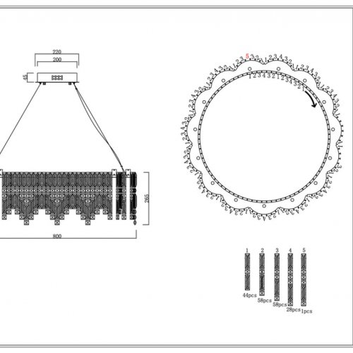 Подвесная люстра Forteresse LE7295-D800 CH