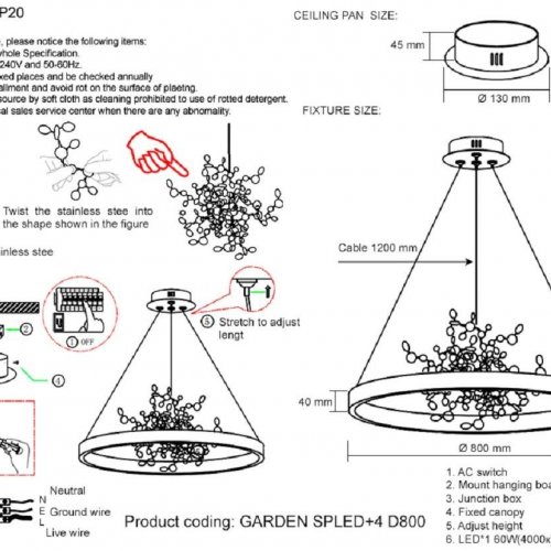 Подвесная люстра Crystal Lux GARDEN SPLED+4 D800 GOLD