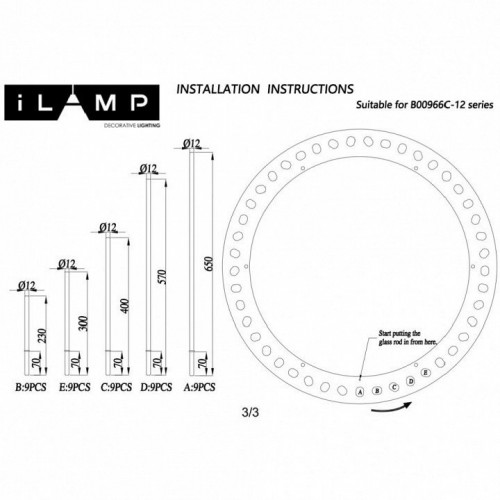Люстра на штанге iLamp CASA 966C-12 CR+CL