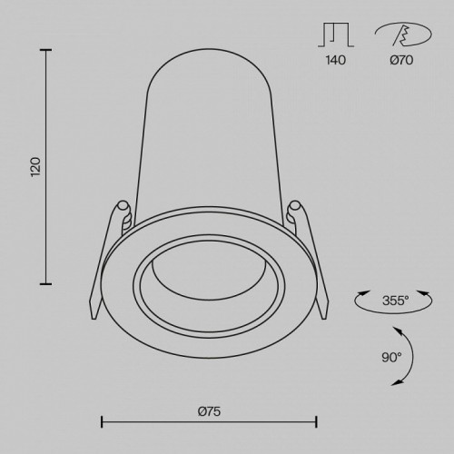 Точечный светильник Maytoni Focus Led DL125-L12-3K-B