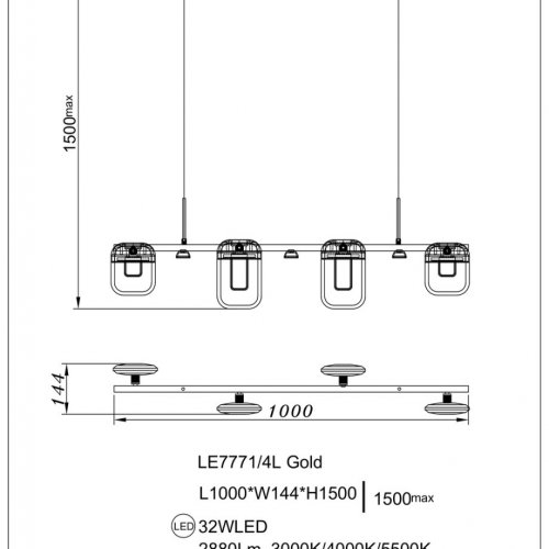 Подвесная люстра Natali LE7771/4L Gold