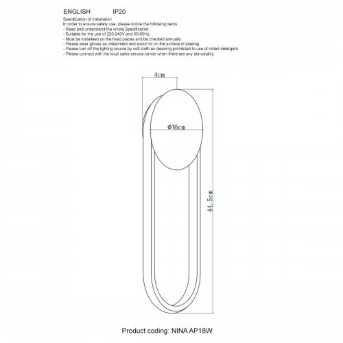 Настенный светодиодный светильник Crystal Lux Nina AP18W Led Brass